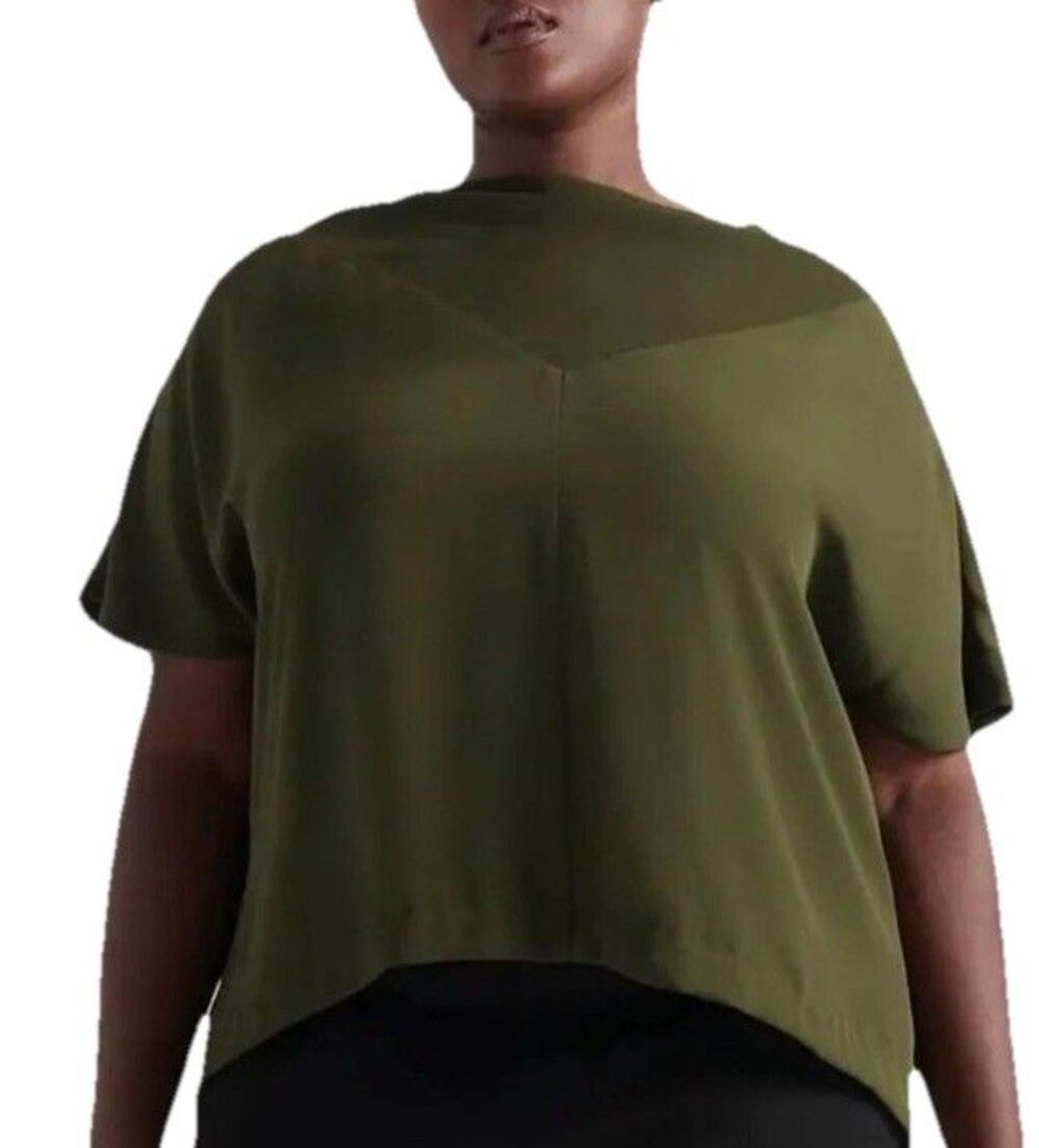 Pari Passu Maura Short Sleeve Top in Army NWT size 16 Minimal Preppy Casual